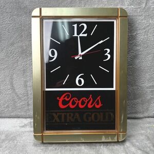 Vintage Coors Extra Gold Beer Wall Clock Gold Frame Black Face Tested Works